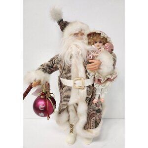 Vintage Large Standing Santa Claus with Girl Ornate Coat Old World Christmas NEW
